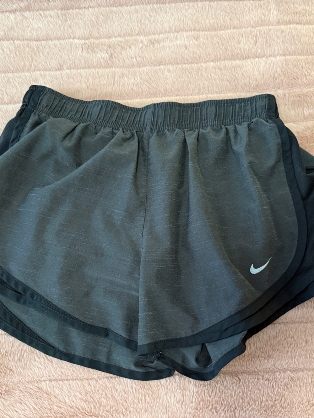 Nike Women's Gray & Black Athletic Dri Fit Running Shorts with Reflective Swoosh